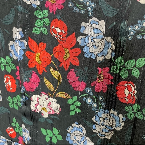 Nanette Lepore V Neck Elbow Sleeve Dark Floral Print Dress in Berry - Picture 10 of 11